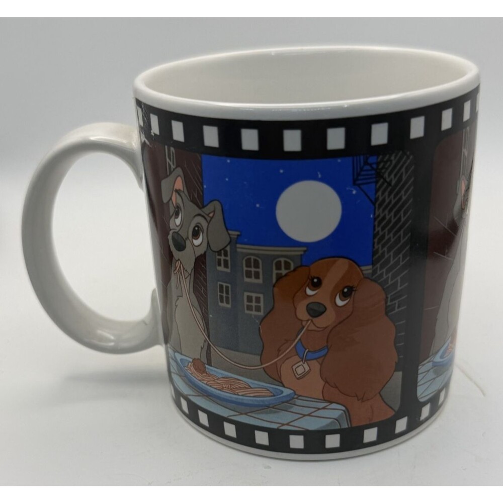 ☕🎬 Disney Lady & The Tramp Film Reel Mug ❤️🐶 Vintage Movie Scene Coffee Cup